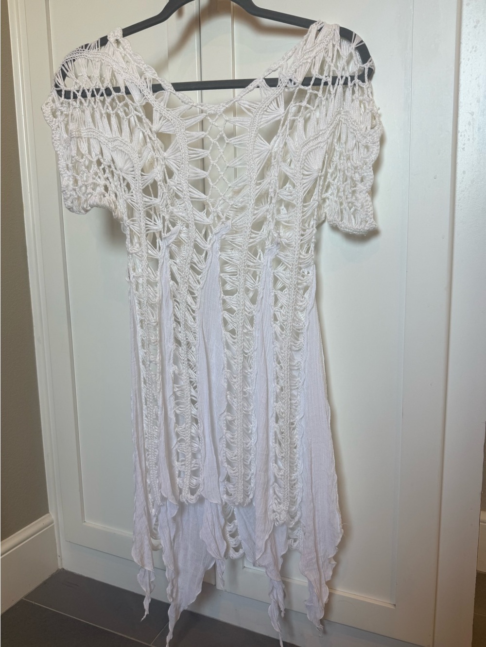White Crochet Knit Beach Coverup